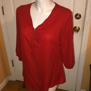 Ashley Stewart burgundy long sleeve blouse in size 12